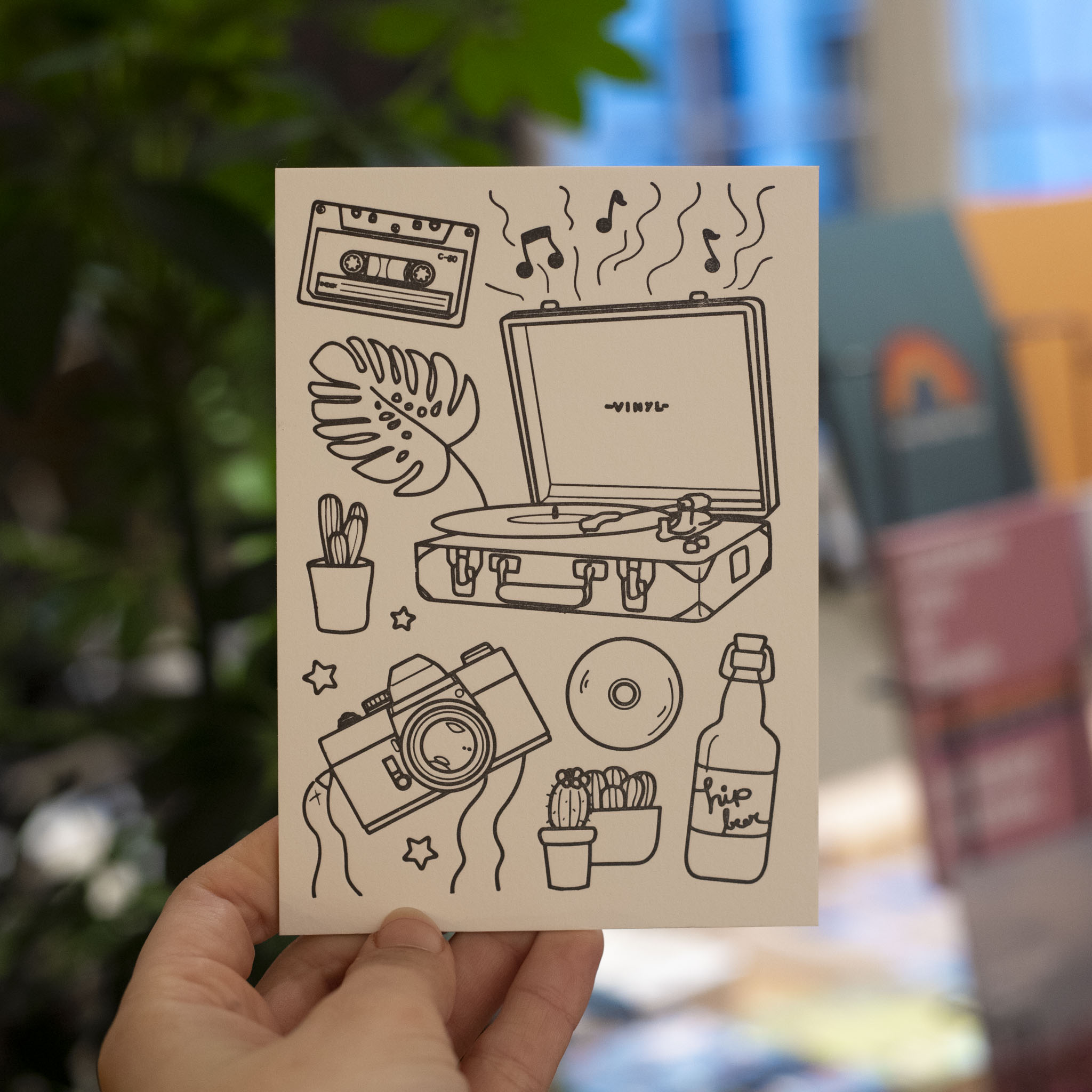 Letterpress postkaart Sounds Sketchy 017 - Hipster X6 (SALE)