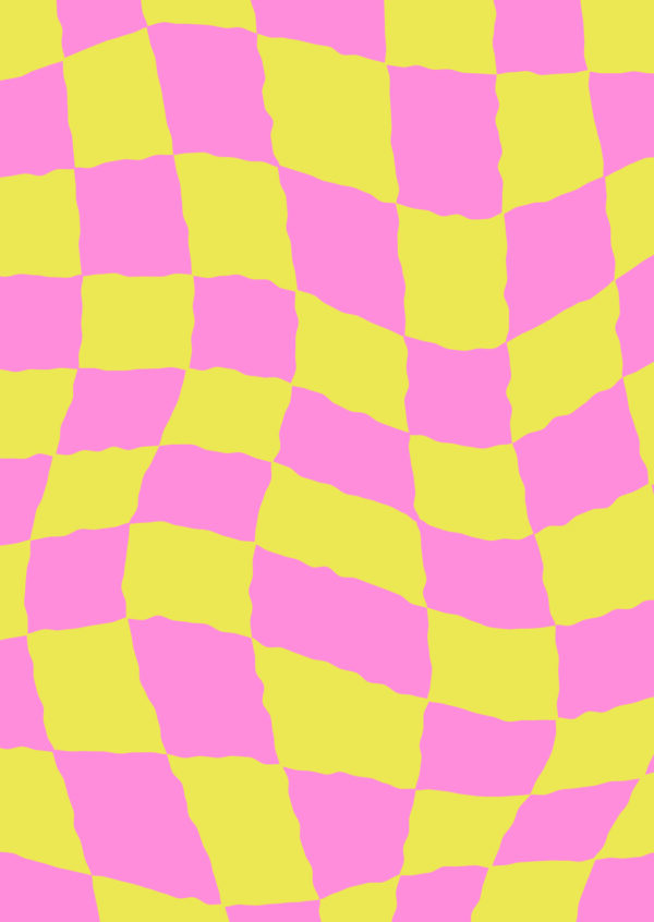 Postkaart Bits & Bops 026 - WOBBLY FLUFFY CHECKERBOARD X12