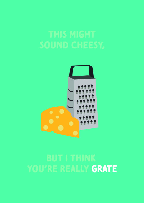 Postkaart Pun Intended. 038 - THIS MIGHT SOUND CHEESY, BUT I THINK YOU’RE REALLY GRATE X12