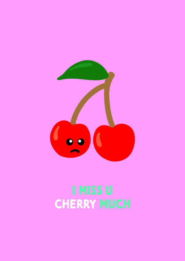 Postkaart Pun Intended. 033 - I MISS U CHERRY MUCH X12