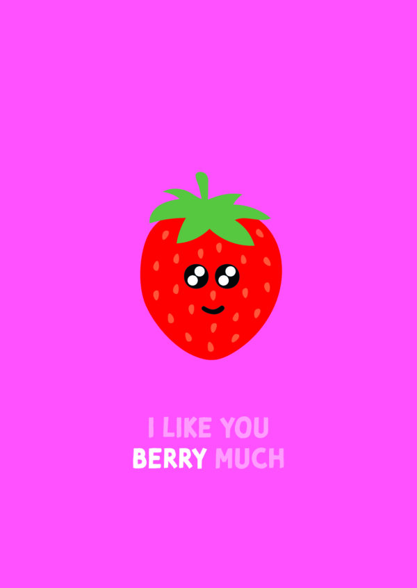 Postkaart Pun Intended. 036 - I LIKE YOU BERRY MUCH X12