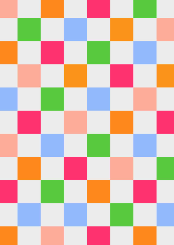 Postkaart Bits & Bops 041 - COLORFUL CHECKERBOARD X12