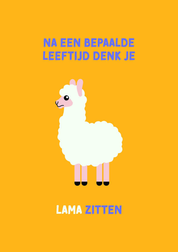 Postkaart Pun Intended. 005 - NA EEN BEPAALDE LEEFTIJD DENK JE LAMA ZITTEN X12