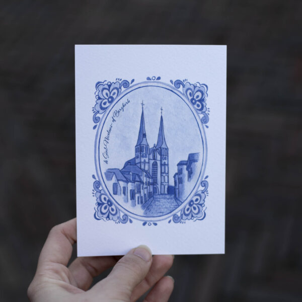 Postkaart Deventers Blauw 04 - De Sint-Nicolaas- of Bergkerk X12