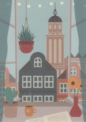 Postkaart Bekurque 01 - Peet's ochtenritueel X12