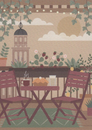 Postkaart Bekurque 16 - Koffie op Emma's Balkonnetje X12