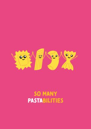Postkaart Pun Intended. 050 - SO MANY PASTABILITIES X12