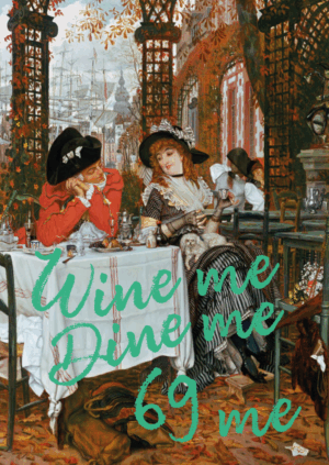 Postkaart Classy, But Make It Sassy 055 - WINE ME, DINE ME, 69 ME X12
