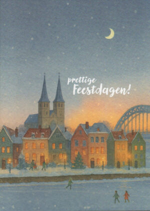 Kerstkaart Deventer - Deventer Skyline (Bergkerk) X6