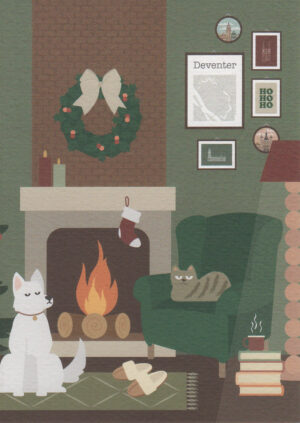 Kerstkaart Deventer - Huiskamer & Open Haard X6
