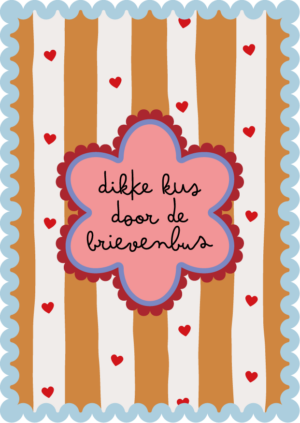Postkaart Sweet 'n Short 07 - Dikke Kus door de Brievenbus X12