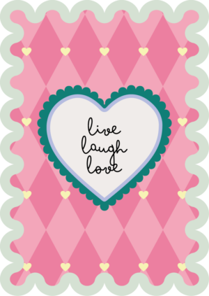 Postkaart Sweet 'n Short 34 - Live Laugh Love X12