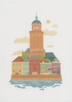 Postkaart Jolie's 01 - De Lebuinuskerk & de IJssel X12