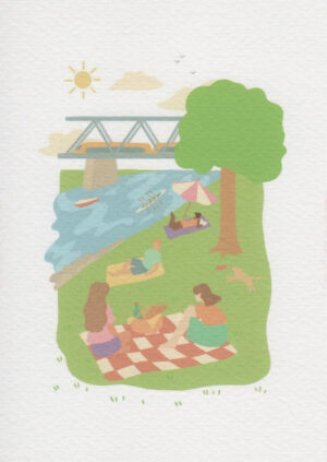 Postkaart Jolie's 05 - Parkje bij de Spoorbrug over de IJssel X12