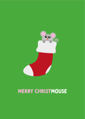 Kerstkaart Pun Intended. 05 - MERRY CHRISTMOUSE X12